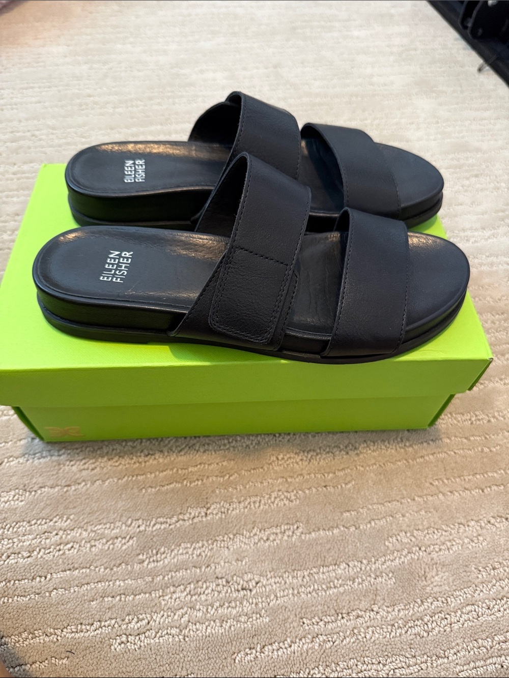 Eileen Fisher leather double adjustable strap slide